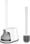 Toilet Plunger and Brush Set, 2-in-1 Heavy Duty Toilet Plunger with Silicone Bowl Brush and Ventilated Holder, White &