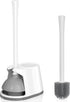 Toilet Plunger and Brush Set, 2-in-1 Heavy Duty Toilet Plunger with Silicone Bowl Brush and Ventilated Holder, White &
