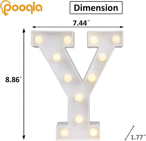 Pooqla LED Marquee Letter Lights Sign - Light Up Alphabet Letter for Home Party Wedding Decoration Y