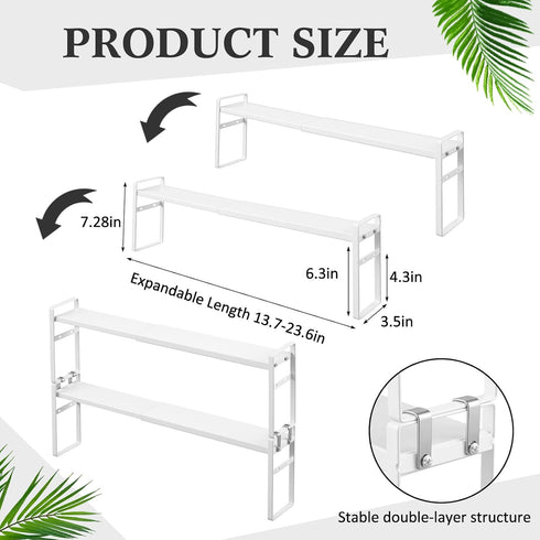 BrightRow 2 13.7 3.5 7.28 Inches, Pcs Expandable Window Sill Plant Shelf, x x Stackable Narrow over The Sink Shelf