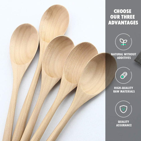 AOOSY 6 Pieces Wooden Spoons Set, 9 Inch Japanese Natural Ellipse for Cooking Mixing Stirring