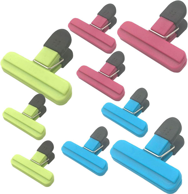 UNIYO 9 Pack Large Chip Bag Clips - Assorted Sizes Heavy Seal Grip Plastic Food Bag Clips