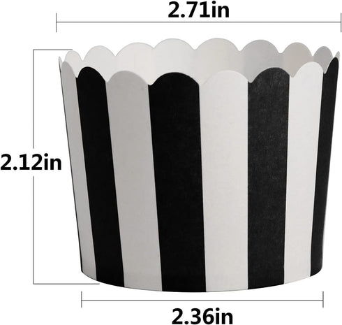 100 Pack Muffin Liners Baking Paper Cups Black and White Stripes Cupcake Liners Elegent Muffins Baking Cups Cupcake Wrappers for Birthday Parties, Weddings, Bottom Dia 2.36 Inch by Staruby
