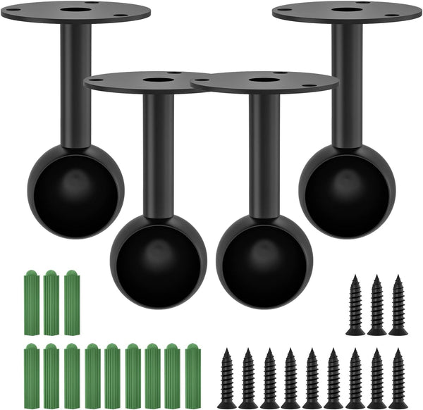 Aopin Closet Rod Brackets, Matte Black Finish, 19mm / 0.75" Wardrobe Supports, Stainless Steel Closet Pole Socket, 4 Pcs