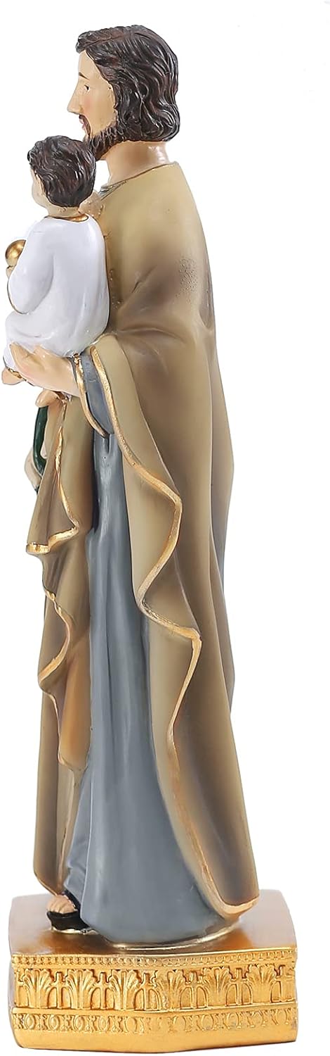 Galiyen St. Joseph and Child Jesus Statues, Hand-Crafted 8 Inch Resin Figurines, Catholic Religious Decoration