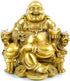 Fengshui Buddha Statue for Lucky & Happiness, God of Wealth Laughing Buddha on Dragon Chair, Brass Home Decor