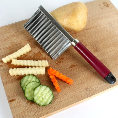 2 PACK French Fry Crinkle Cutter, Wavy Potato Slicer, Vegetable Chopper Knife for Home Kitchen