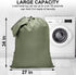 Army Green Laundry Bag Backpack, 27” x 34” Heavy Duty with Shoulder Straps, Drawstring Closure for College, Travel