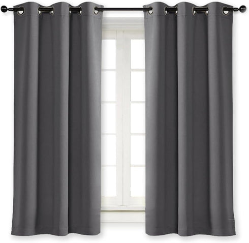 NICETOWN Blackout Curtain Blind for Bedroom, Thermal Insulated Grommet Blackout Drape (Single Panel, W42 x L63, Grey)