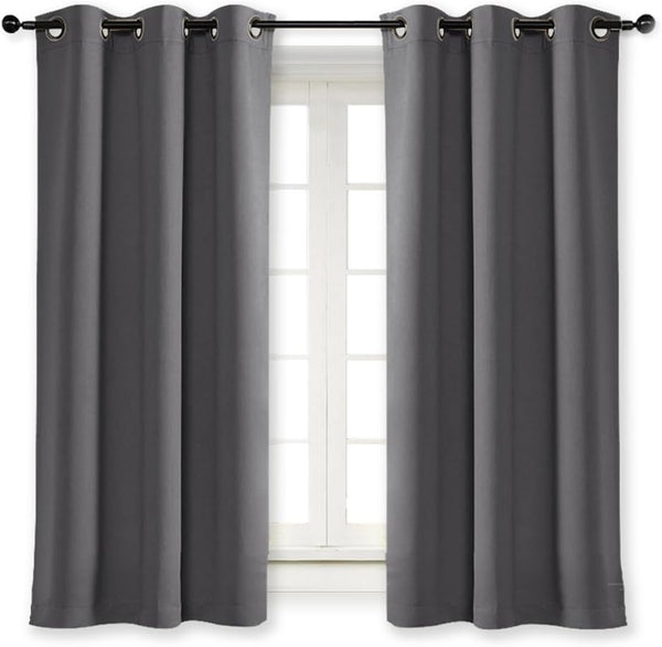 NICETOWN Blackout Curtain Blind for Bedroom, Thermal Insulated Grommet Blackout Drape (Single Panel, W42 x L63, Grey)