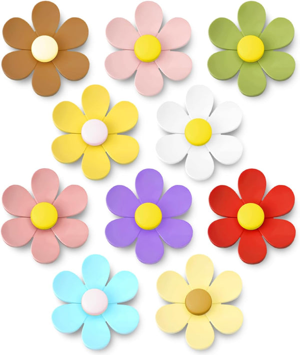 DIFIT 10 PCS 3D Flower Fridge Magnets - Cute Colorful Decorative Magnets for Refrigerator, Whiteboard, Locker, Kitchen