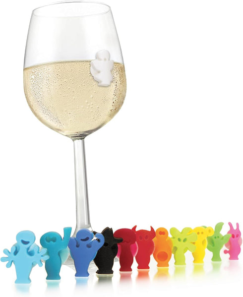 Vacu Vin Glass Markers Party People Set – 12 Unique Drink Identifiers, Reusable