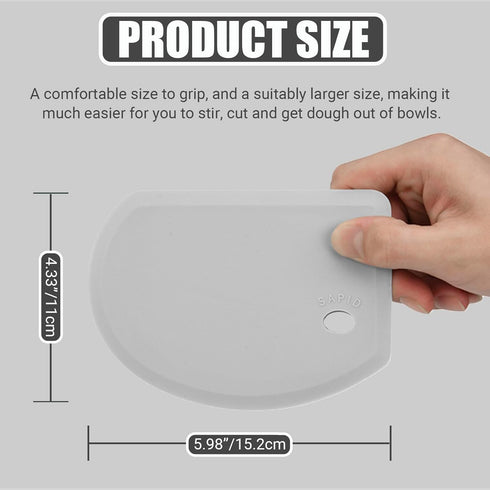 Sapid Flexible Curved Edge Silicone Bowl Scraper, Food Grade Dough Scraper for Baking, Easy to Clean, Gray