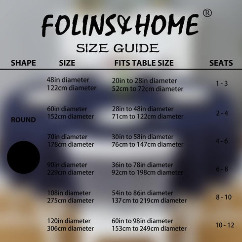 FOLINS&HOME Navy Blue Round Tablecloth 48 Inch Waterproof Heavy Duty Wrinkle Free Polyester Fabric Table Cover for