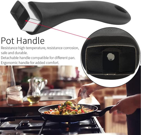 Pot Handle, Scald-Proof Long Handle Replacement Grip for Cookware Pot Lid with Screw