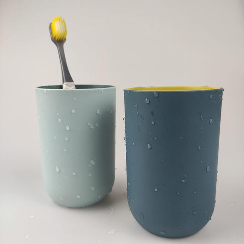Unbreakable Reusable Drinking Cups Set of 2, Plastic Toothbrush Tumblers 300 ml/10.5 oz, Dishwasher Safe