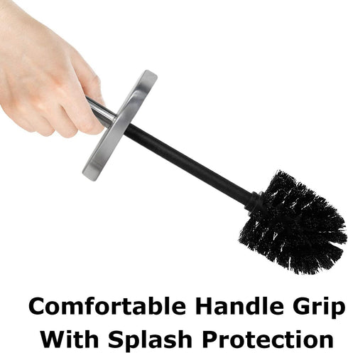 Blue Toilet Brush with Stainless Steel Holder, Chrome Cleaning Brush Holder, Toilet Bowl Cleaner