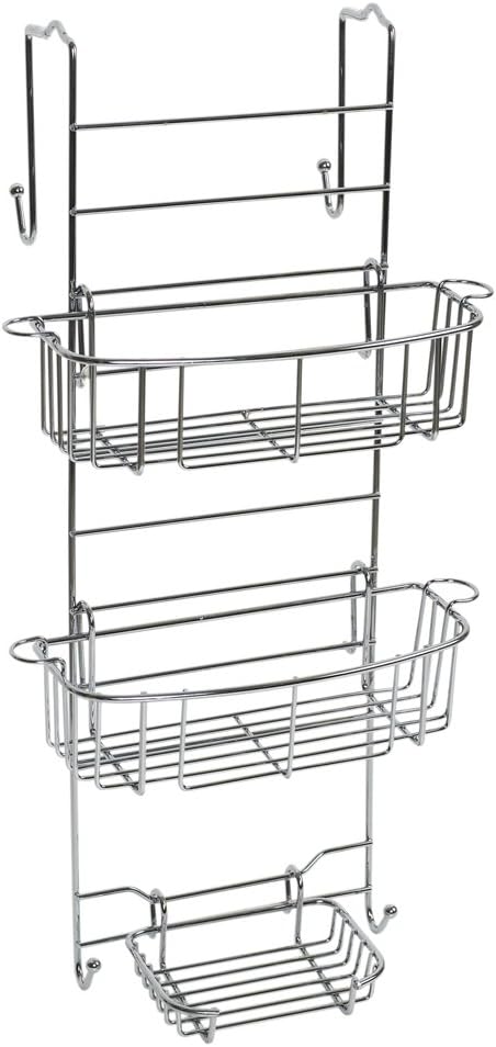 Zenna Home Hanging Shower Caddy - Over the Door, Rust Resistant, 2 Storage Baskets, Soap Dish, Razor Holders, Hooks,