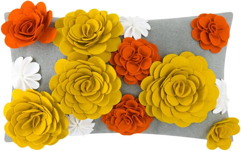 Handmade 3D Flower Decorative Throw Pillow Cover, Stereo Floral Cushion Cover for Sofa Home Decor, 12 X 20 Inches
