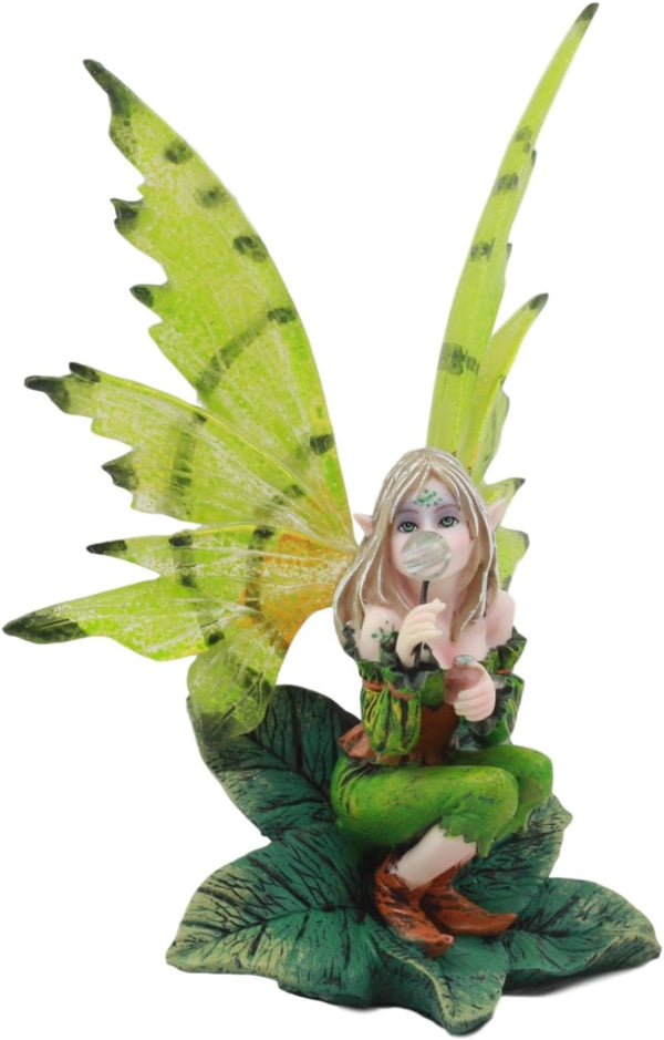 Ebros Mythical Goddess Green Earth Pixie Dust Fairy Statue, 6" Tall Whimsical Tribal Gaia Faerie Sculpture