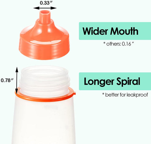 Squeeze Bottles Wide Mouth - Pack of 3 BPA Free Condiment Squeeze Bottles for Chunky Sauces, Crafts, 300 mL/10 oz.
