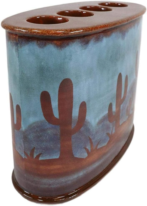 Ebros Rustic Southwestern Desert Cactus Figurine, Arizona Wilderness Bathroom Accent, Decorative Toothbrush Holder