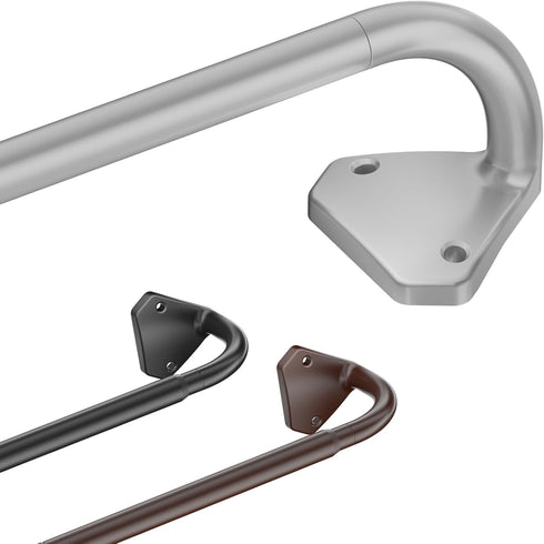 Silver Curtain Rods for Windows, Adjustable 48 to 84 Inch Blackout Curtain Rod, 5/8 Inch Diameter Wrap Around