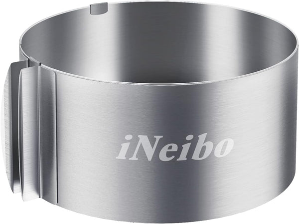 iNeibo Cake Ring, 6 to 12 Inch Adjustable Cake Mousse Mould Set, Stainless Steel Pastry Ring for Baking