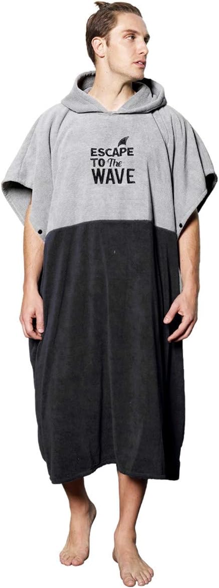 Vulken Extra Large Thick Hooded Beach Towel Changing Robe. Surf Poncho Men