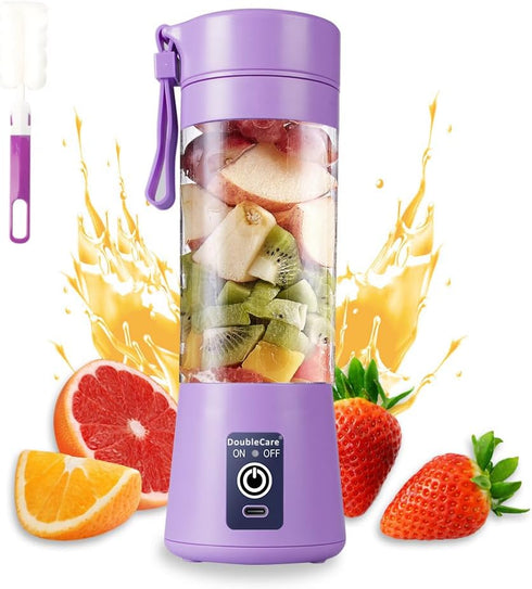 Portable Blender Cup, Electric USB Juicer Blender, Mini Blender for Shakes and Smoothies, 380ml, Light Purple