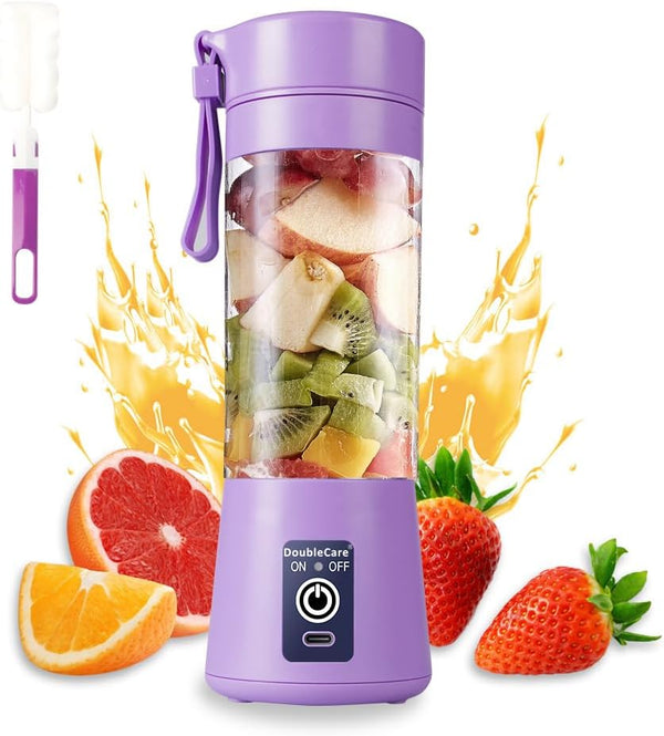 Portable Blender Cup, Electric USB Juicer Blender, Mini Blender for Shakes and Smoothies, 380ml, Light Purple