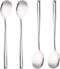 Stainless Steel Long Handle Soup Spoons, Korean Round Handle, Set of 4