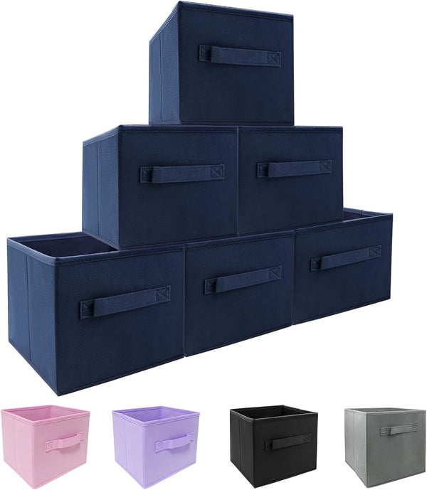 EBIGIC Small Storage Bins,Collapsible Fabric Storage Organizer 9.0"x7.5"x7.5" 6 Pack,Mini Storage Box,fit for