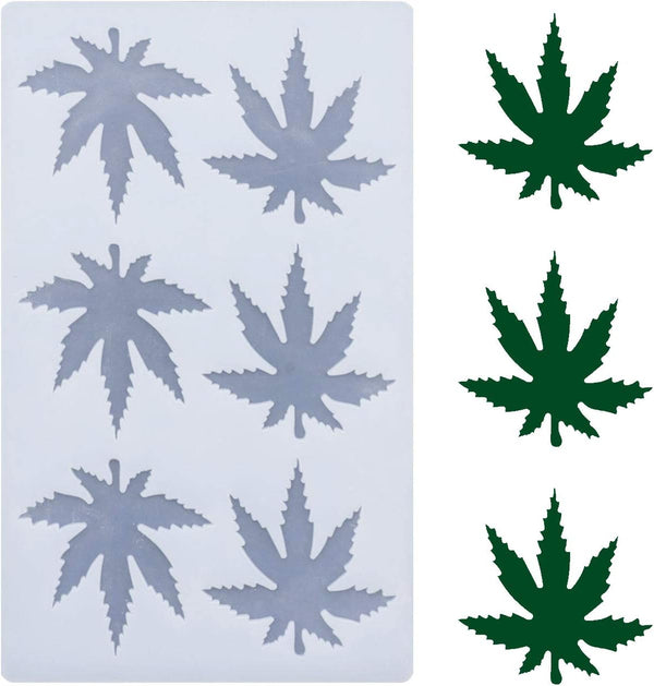 Marijuana Leaf Embossed Fondant Silicone Mold for Chocolate, Candy, Gum Paste, Polymer Clay, Baking Tools