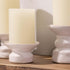 BASK Mottled Pillar Candles, Unscented Ivory Set of 3, Dripless, Smokeless for All Occasions
