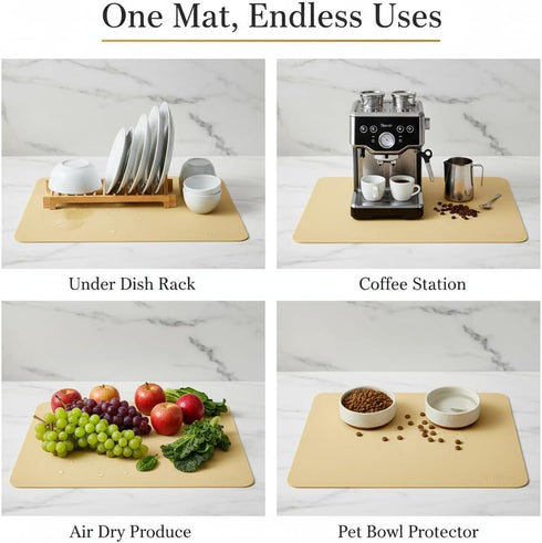 16" 18" Countertops Counter Dish Drying Mat Super Absorbent x Coffee Mat for Non-Slip Drying Mat for Kitchen Easy