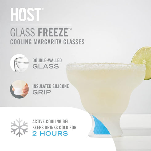 Host Glass Freeze Insulated Gel Chiller, Double Wall Frozen Cocktail Cups, Set of 2
