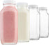 kitchentoolz 16oz Square Glass Milk Bottles with Airtight Plastic Lids Pack of