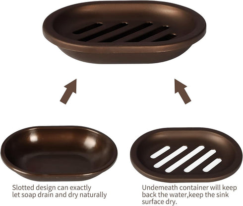 Topsky 2 Pcs Soap Dish for Shower, Double Layer Draining Soap Box with Drip Tray, Plastic, Bronze