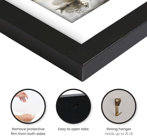 A4 Black Frame, Display 6x8 Picture with Mat or 8.27x11.69 Inch Without Mat