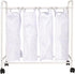 4 Household Essentials Rolling Laundry Sorter, Bag Laundry Sorter Cart with Washable and Removable Bags, White