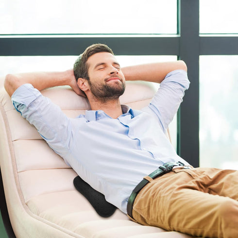 Inflatable Lumbar Support Pillow - Breathable Lower Back Cushion with Handpump for Travel and Home Use