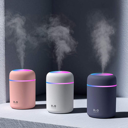 Colorful Mini Humidifier, Essential Oil Diffuser USB Cool Mist Humidifier, 2 Adjustable Mist Modes (White)