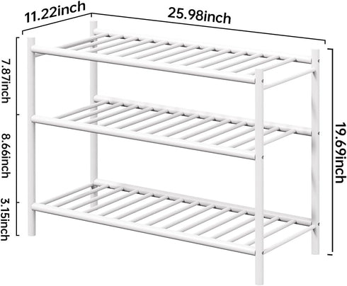 woxlemen Closet 26 inch 3-Tier) Bamboo Shoe Rack for Small Wooden Shoe Organizer with Pouch, Sturdy Wood Shoe Shelf