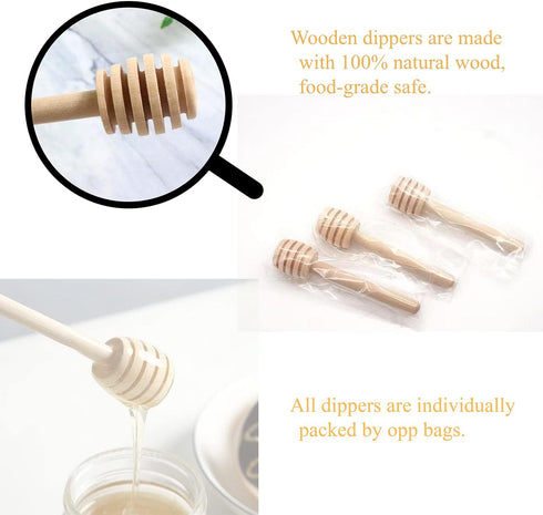 20 Pack 1.5 oz IIKUM Glass Honey Jars, Hexagon Honey Pots with Lids, Wooden Dippers, Bee Pendants, Gift Bags, Thank You