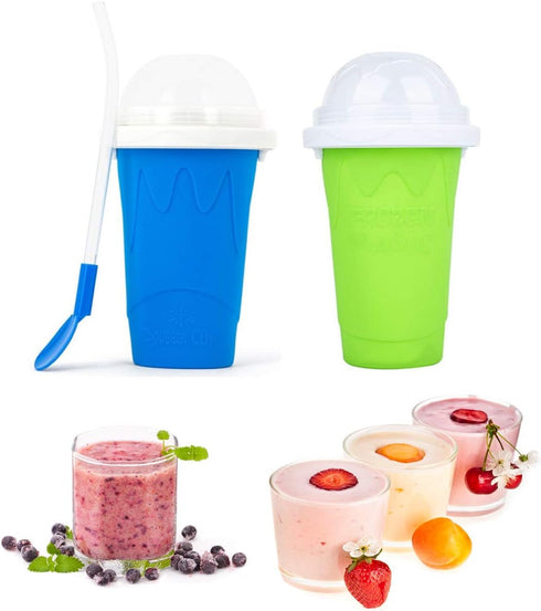 Slushie Maker Cup - Magic Quick Frozen Smoothies Cup, Double Layer Squeeze Cup for Homemade Ice Cream