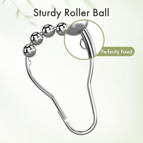 Amazer Shower Curtain Rings - Rust-Resistant Metal Shower Hooks for Bathroom Shower Rod, Set of 12, Chrome