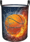 Sport Basketball Ball Round Laundry Hamper, Storage Basket for Toys, Clothes Organizer Bin for Home
