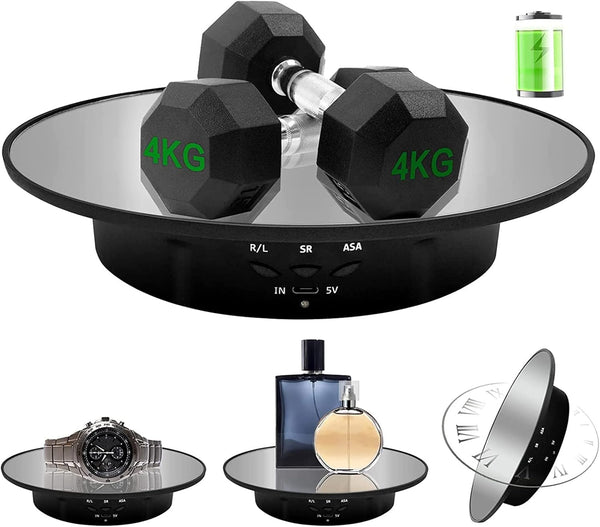 Motorized Rotating Display Stand, 7.87inch, 360 Degree Turntable for Photography Products, Black