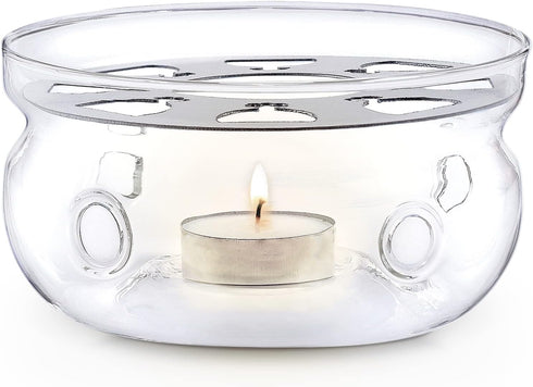 Teabloom Celebration Teapot Warmer, Standard Size 5-inch Diameter Heatproof Borosilicate Glass Tea Warmer